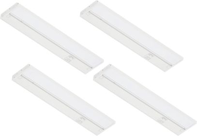 Halo Under Counter Lights for Kitchen, 12-Inch Hardwired and Plug-in, Dimmable LED, 4-Pack, 2700K/4000K/5000K, White, UC0112WH274L