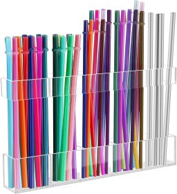 9.5' Large Acrylic Straw Holder for Cabinet Door - Reusable Tumbler Straw Organizer Storage, Small Kitchen Accessories Container