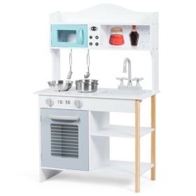 Kids Pretend Play Kitchen Set Realistic Cooking Toy with Sink & Accessories