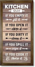 Kitchen Decor Wall, Rustic Kitchen Decorations, Kitchen Frame Décor, Kitchen Rules Sign, Kitchen Wall Décor, Kitchen Decor and Accessories