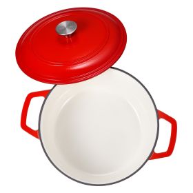 Enameled Cast Iron Dutch Oven, 6 Quart Pot with Lid and Dual Handles, Heavy-Duty Durable Cookware Pan, Oven Induction Compatible up to 500Fahrenh