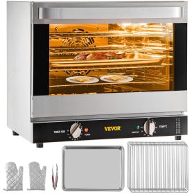 Commercial Convection Oven, 66L/60Qt, Half-Size Conventional Oven Countertop, 1800W 4-Tier Toaster with Front Glass Door