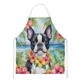Boston Terrier Luau Apron Cooking Kitchen Server Baking Crafts Gardening for Adult Women Men, Unisex, Large, Multicolor