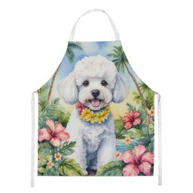 Bichon Frise Luau Apron Cooking Kitchen Server Baking Crafts Gardening for Adult Women Men, Unisex, Large, Multicolor