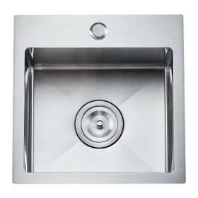 15 inch Kitchen Sink Workstation, 304 Stainless Steel Top Mount Sinks, Drop-In Single Bowl Farmhouse Basin with Accessories