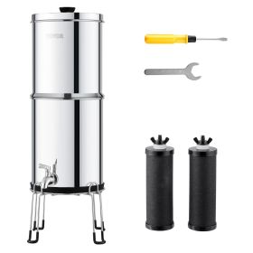 Gravity-fed Water Filter System, 2.25G 304 Stainless-Steel Countertop Water Filtration System, Reduces Lead and up to 99% of Chlorine
