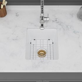 Quartz Kitchen Sink - 14.82" x 17.55" x 8.38"  Granite Composite Undermount Single Bowl Kitchen Sink (Color: White + Quartz)