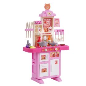 Kids Kitchen Playset, Toddler Kitchen with Cooking Stove with Steam, Sounds and Lights (product color: Pink, Product Type: Integrated)