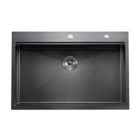 33 inch Kitchen Sink Workstation, 304 Stainless Steel Top Mount Sinks, Drop-In Single Bowl Farmhouse Basin with Ledge & Multiple Accessories (Default: Default)